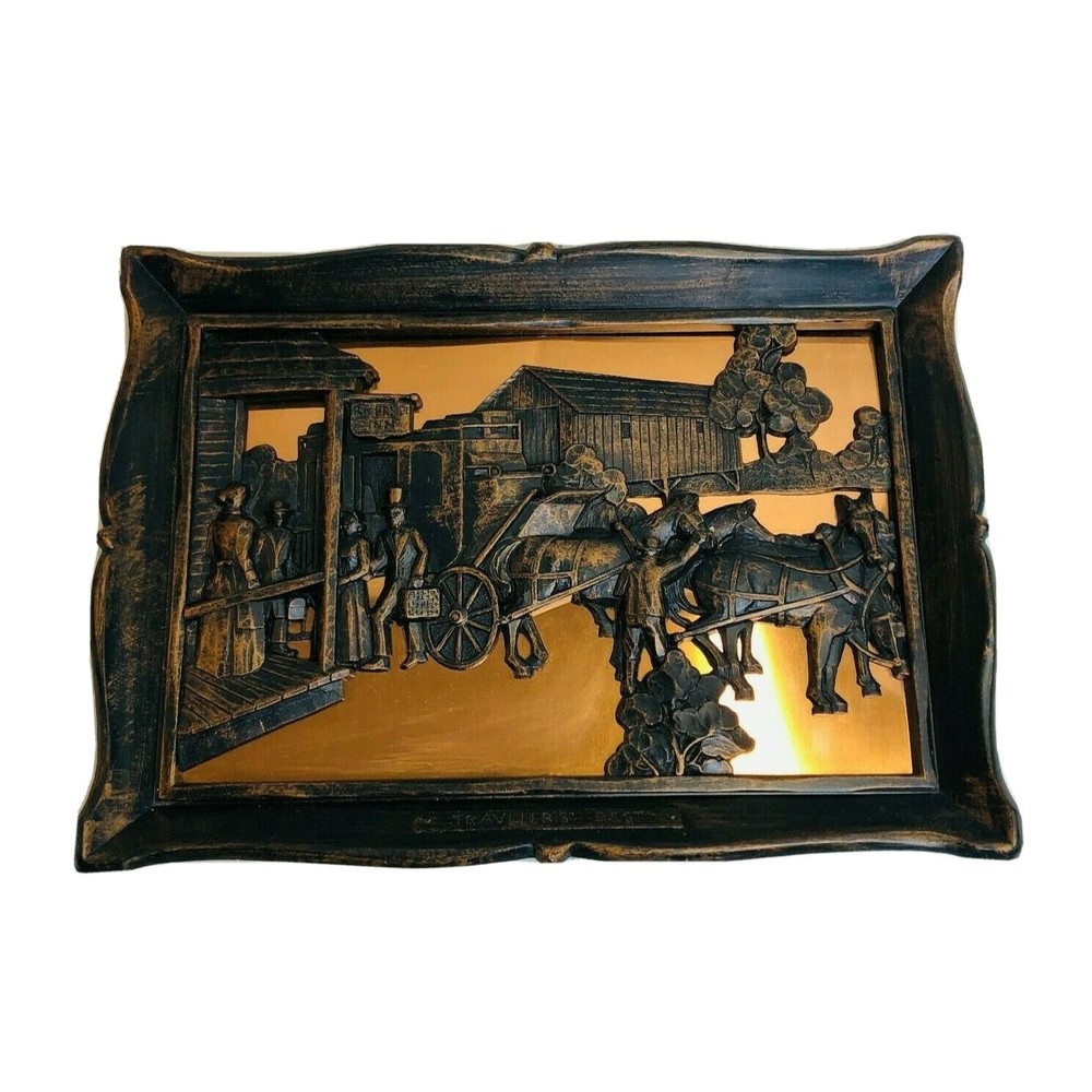 Vintage Coppercraft Guild Traveler's Rest 3D Copper Framed Picture 14" x 10" USA